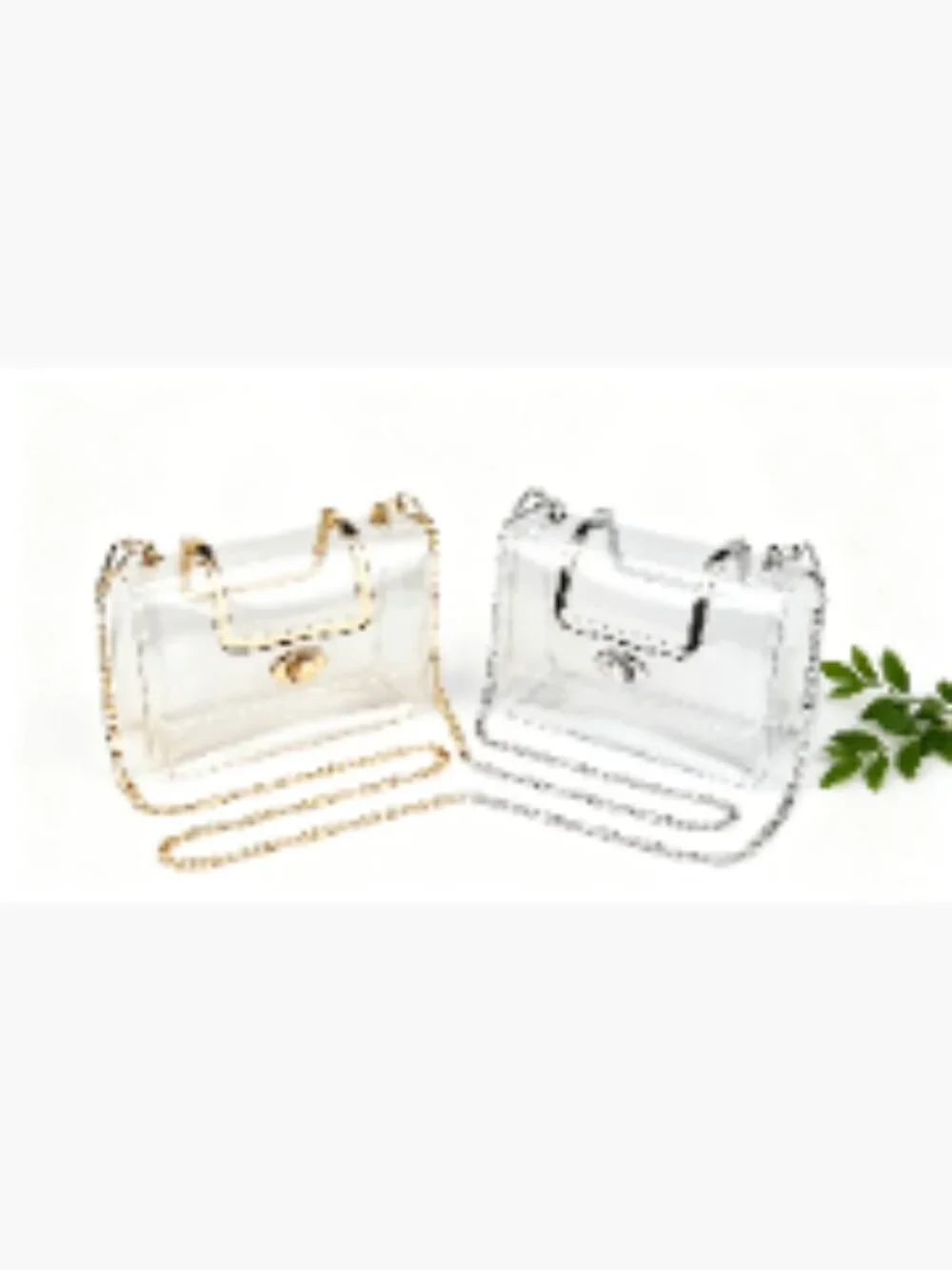 Stadium Approved Clear Crossbody Purse with Gold Chain Strap